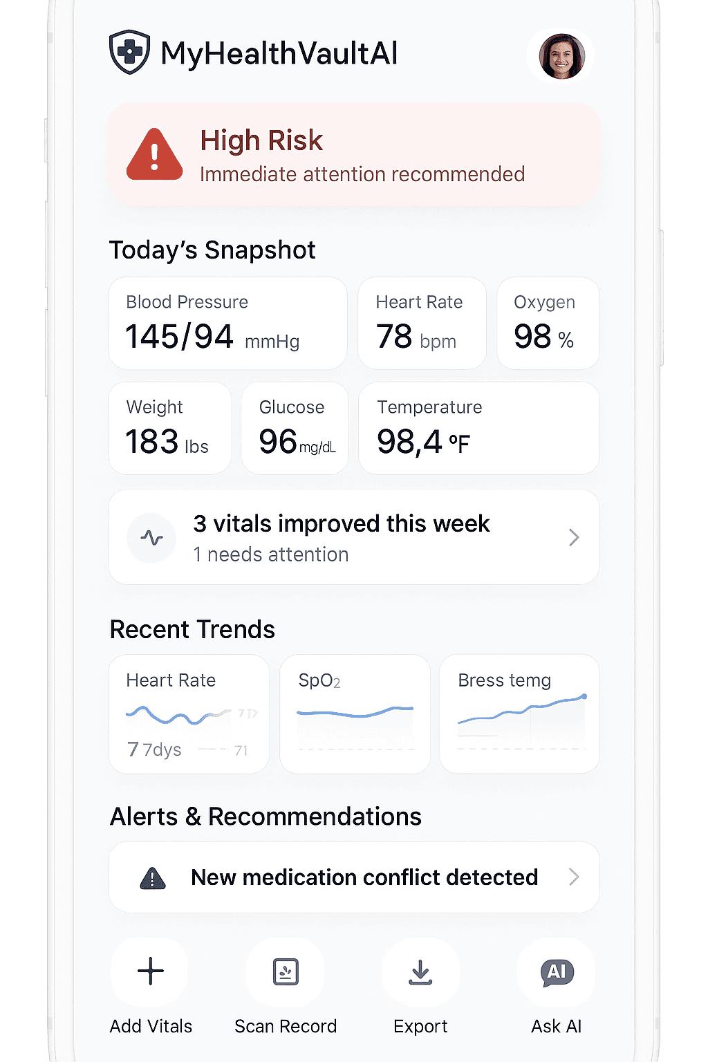 MyHealthVaultAI Screenshot